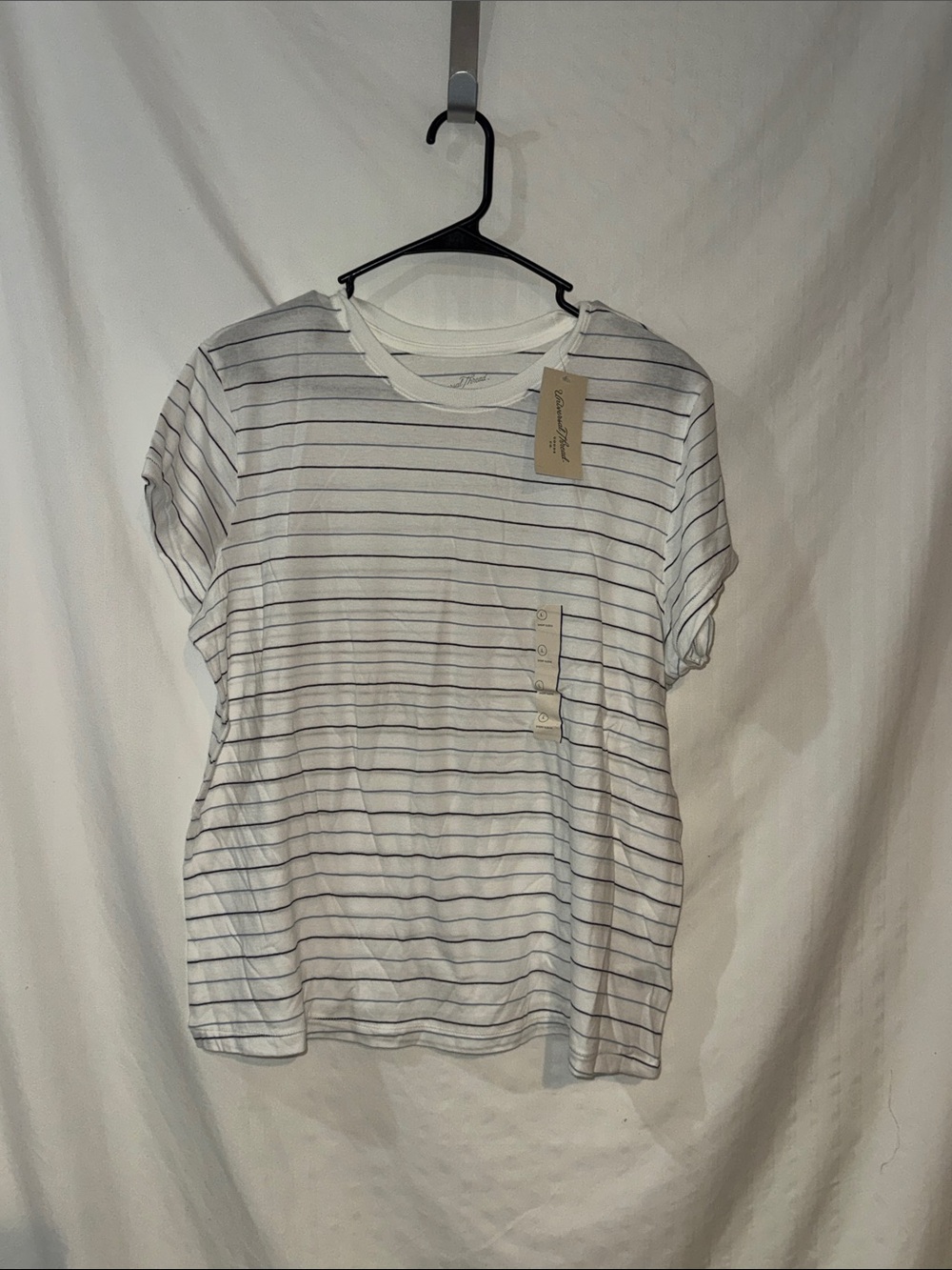 Universal Thread White Tee with Navy Stripes